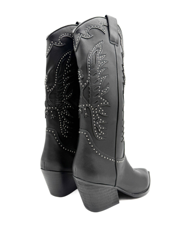 Bota Cowboy Negras con Tachas Detalles Elegantes Corina M 5801