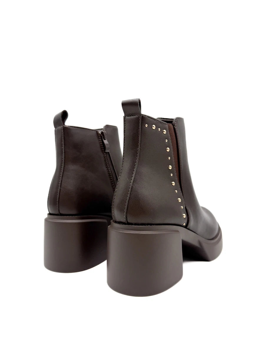 Botines  con Tacón Ancho, Plataforma y Tachuela