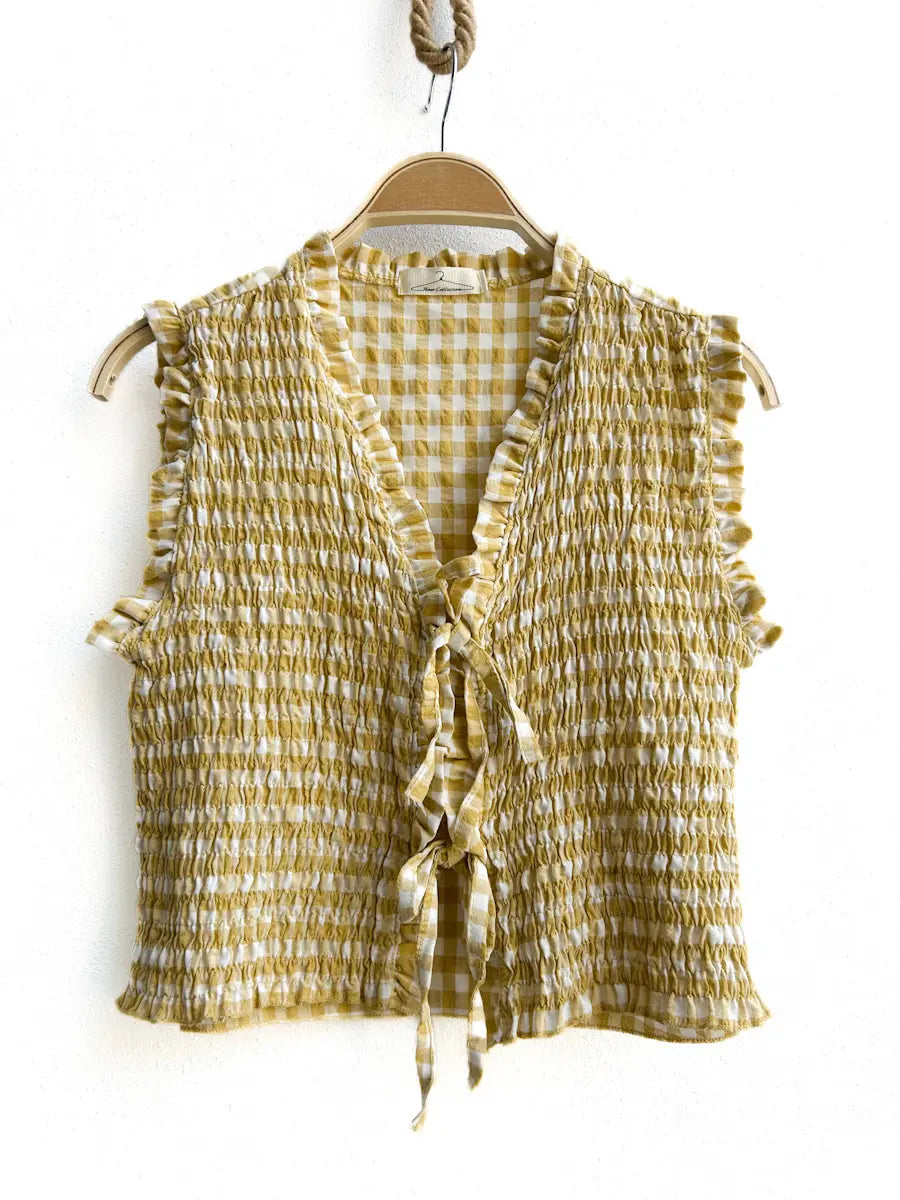 Top Fruncido de Cuadros con Lazo