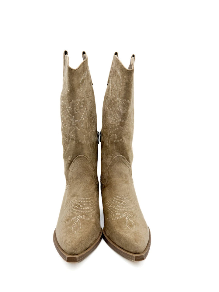Botas Altas Cowboy de Mujer con Bordados Étnicos y Cremallera