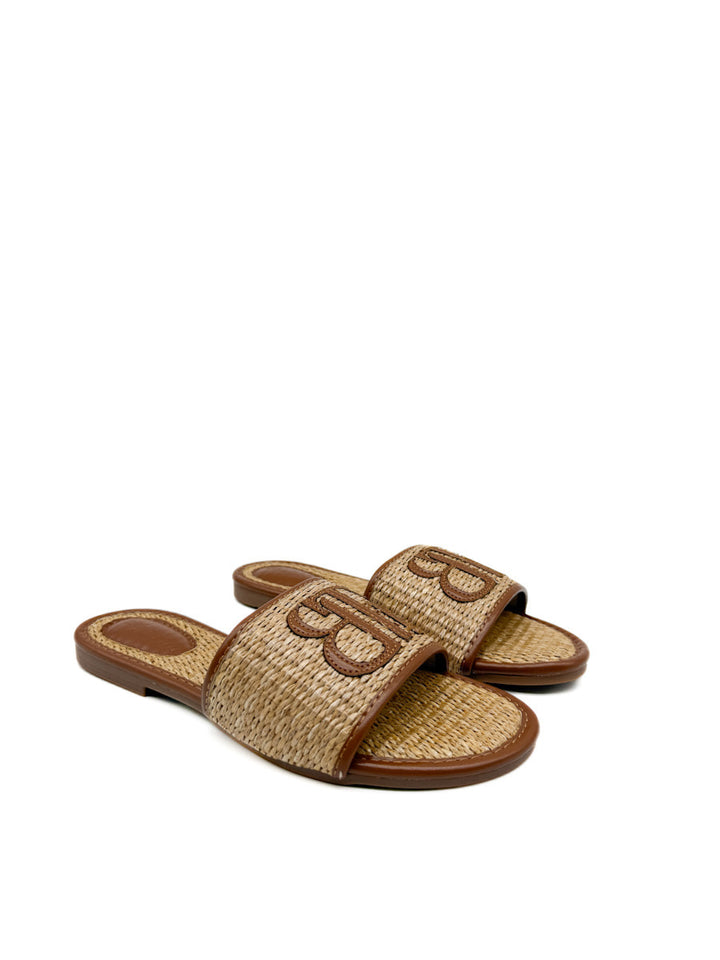 Sandalias Planas de Rafia con Monograma