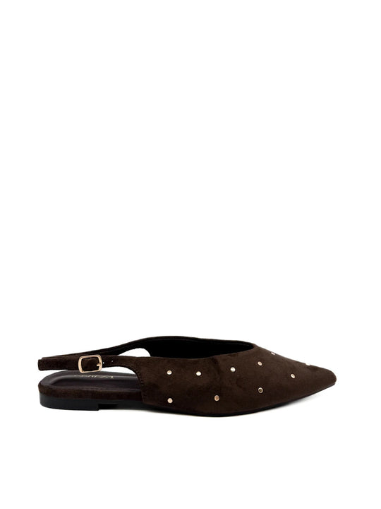 Zapatos Planos Destalonados de Antelina con Tachuelas