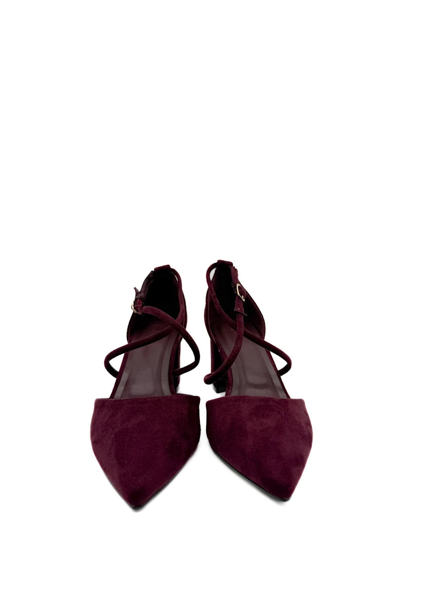 Zapatos de Salón con Tacón Ancho, Punta Afilada y Tiras Cruzadas