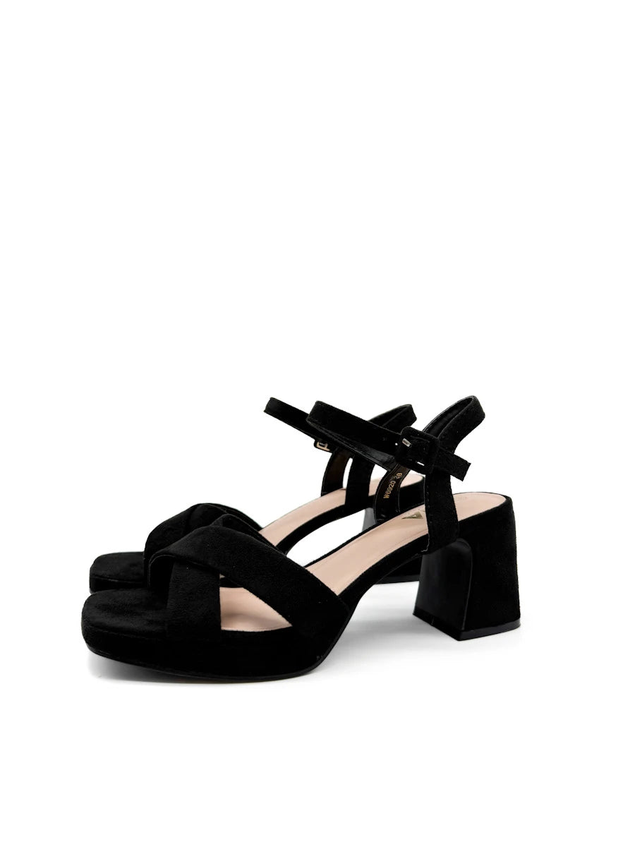 Sandalias de Tacón Ancho con Plataforma y Tiras Cruzadas