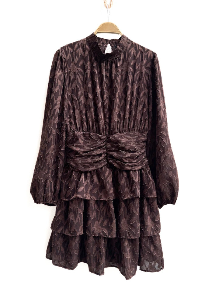 Vestidos Elegante de Manga Larga con Volantes y Estampado Floral