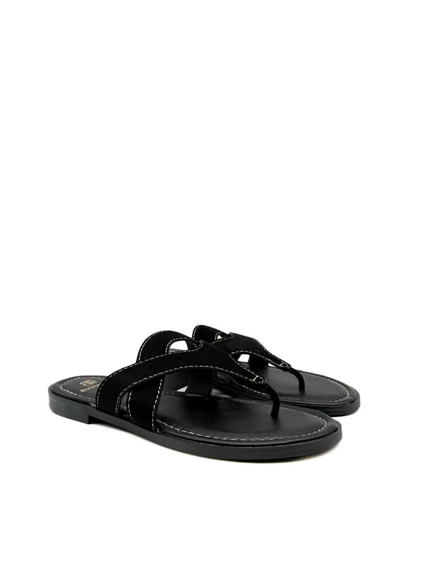 Sandalias Casuales de Dedo con Tiras de Ante - Mujer