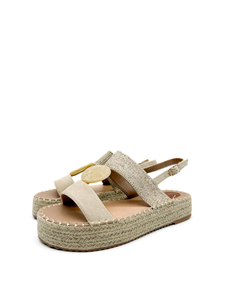 Sandalias Plataforma de Yute con Detalle Decorativo