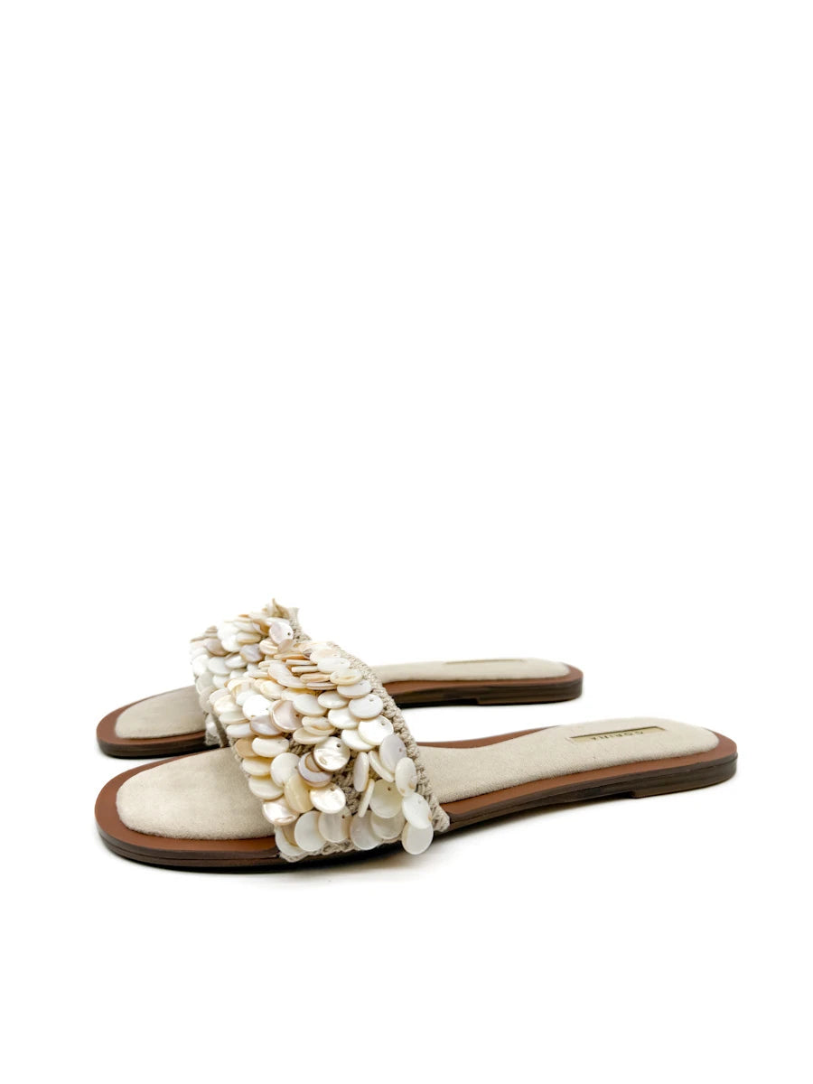 Sandalias Planas Corina con Nácar y  Crochet  | Estilo Boho Verano