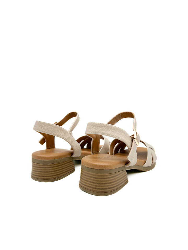 Sandalias de tacón bajo tiras entrelazadas