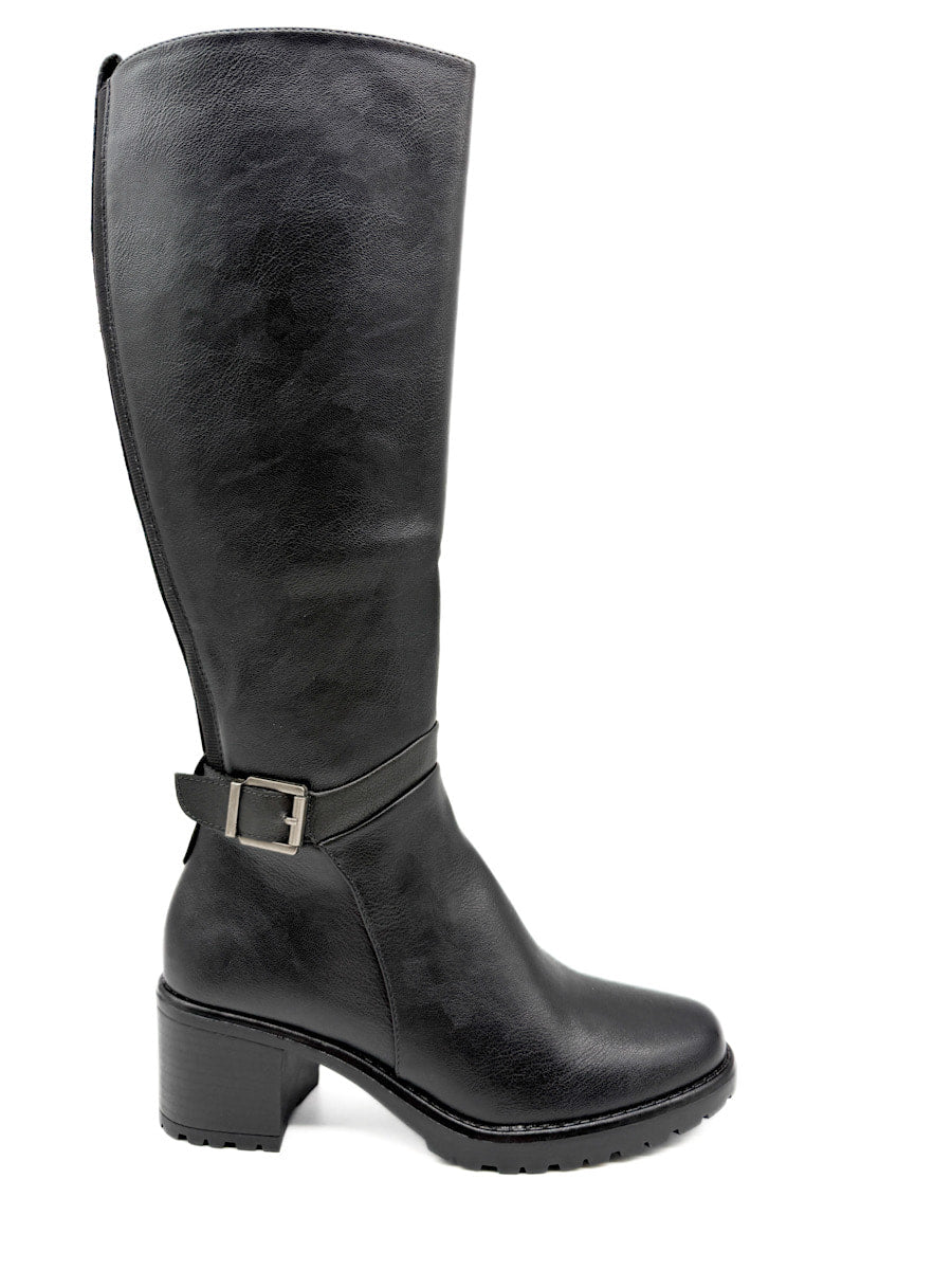 Botas Altas de Elástico con Tacón Cuadrado