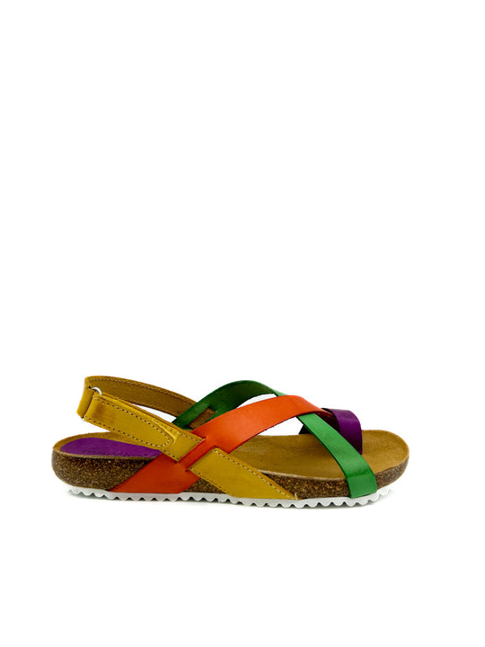 Sandalias Planas Piel Mujer Naranja