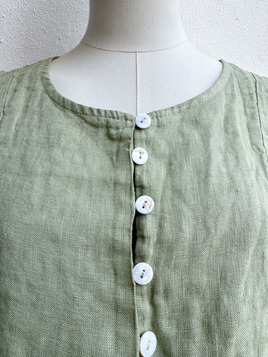 Chaleco de Lino Natural con Botones