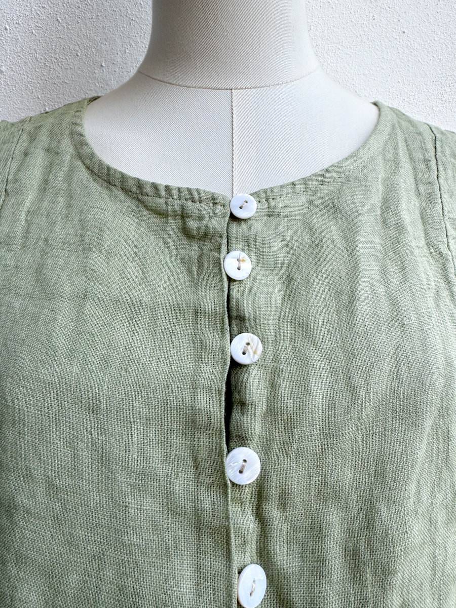 Chaleco de Lino Natural con Botones