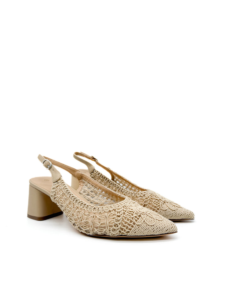 Zapato Destalonado Tejidos Color Beige