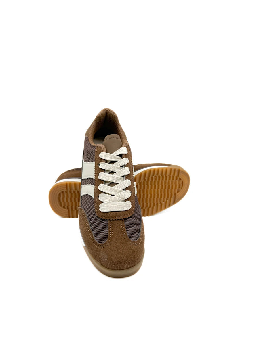 Zapatillas Deportivas Retro con Amortiguación Goma y Detalles en Antelina