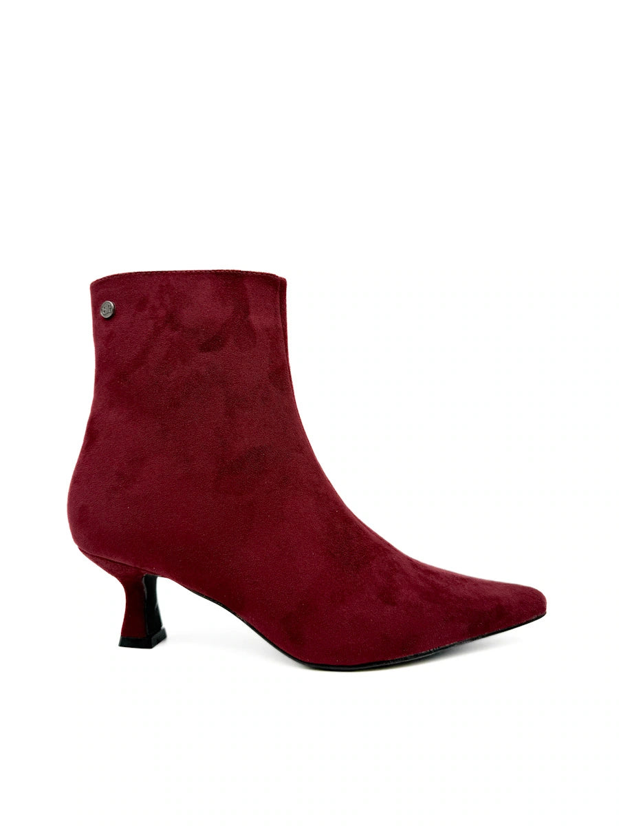 Botines de Antelina con Tacón Cónico y Punta Fina