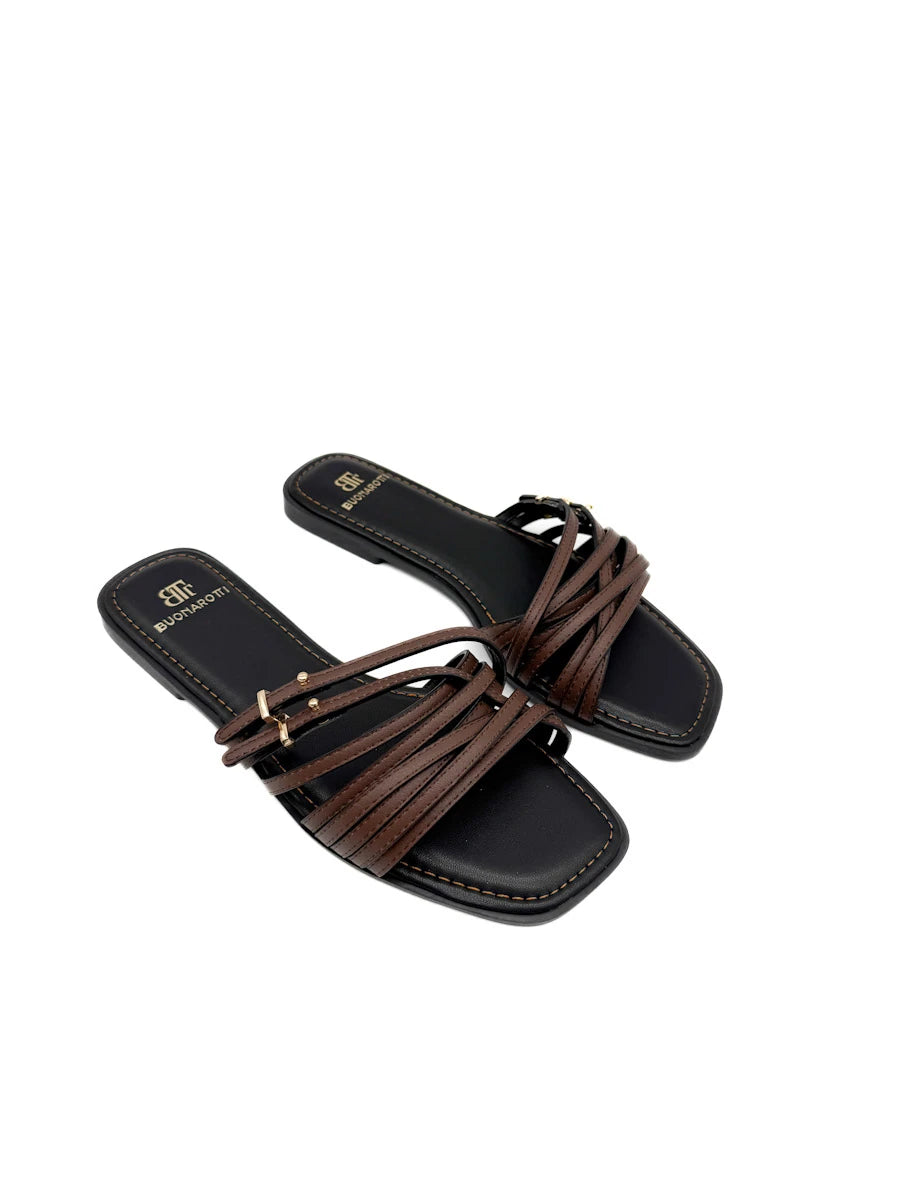 Sandalias Tipo Pala Multi-tiras con Punta Cuadrada Buonarotti
