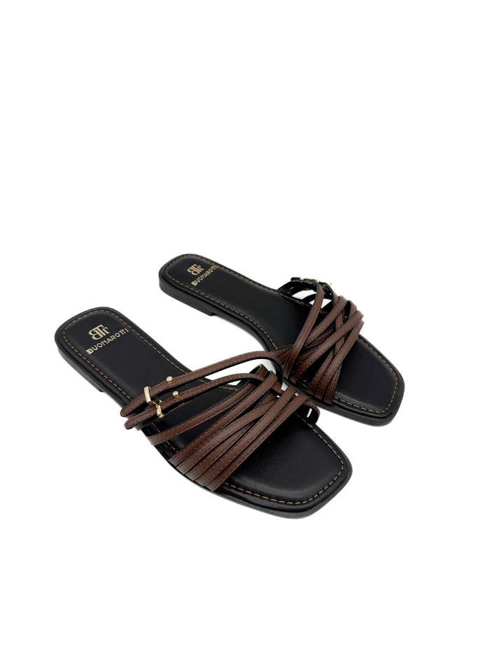 Sandalias Tipo Pala Multi-tiras con Punta Cuadrada Buonarotti