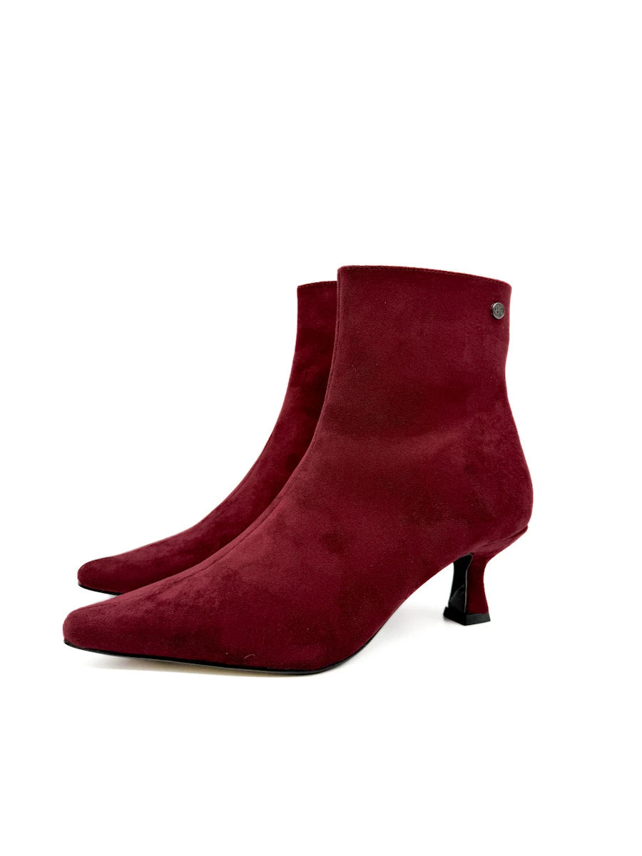 Botines de Antelina con Tacón Cónico y Punta Fina