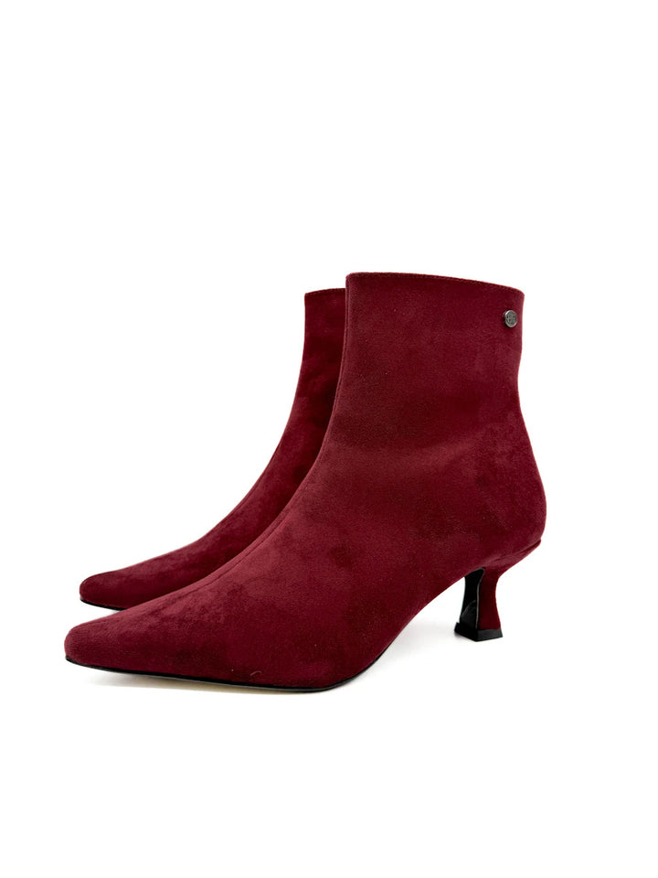 Botines de Antelina con Tacón Cónico y Punta Fina