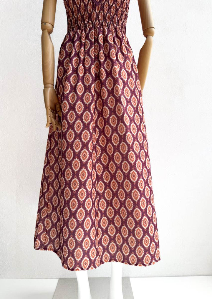 Vestido Midi Étnico con Escote Original – Disponible en Varios Colores