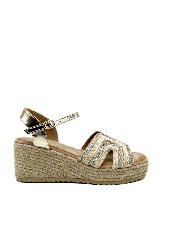 Sandalia Cuña Esparto HF3023 Oro