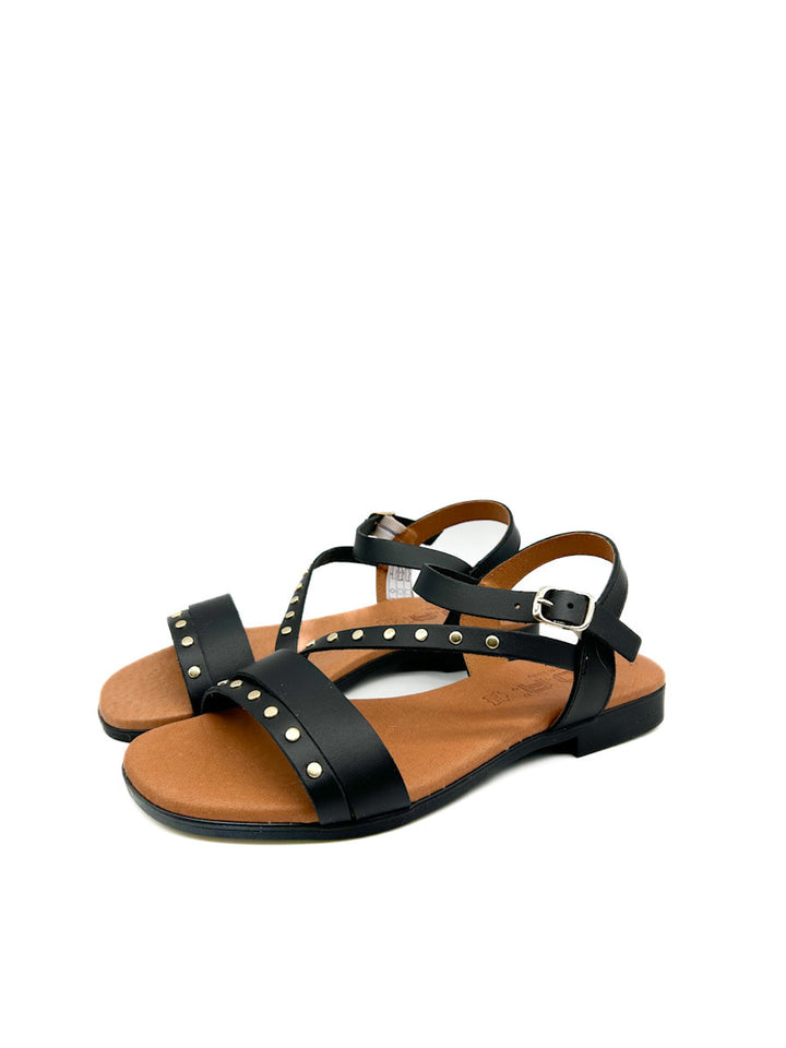 Sandalias de Piel con Tachuelas y Correa Ajustable