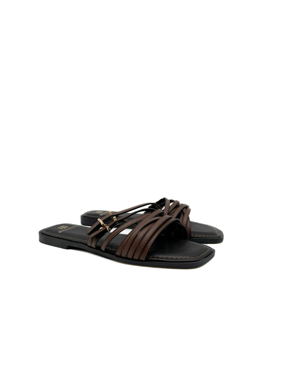 Sandalias Tipo Pala Multi-tiras con Punta Cuadrada Buonarotti