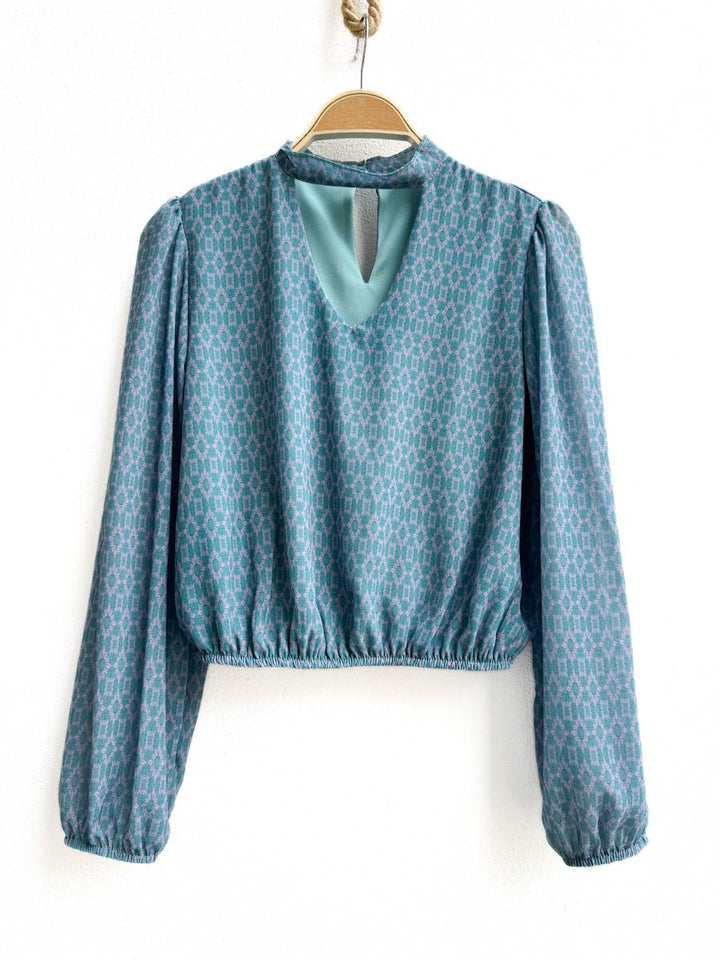 Blusa de Manga Larga con Estampado Geométrico, Disponible en Más Colores y Diseños