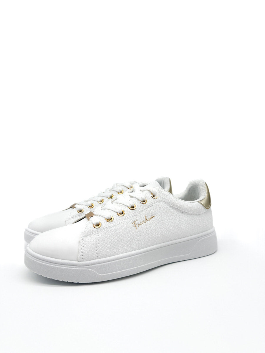 Zapatillas Blancas con Detalles Dorados y Plateados