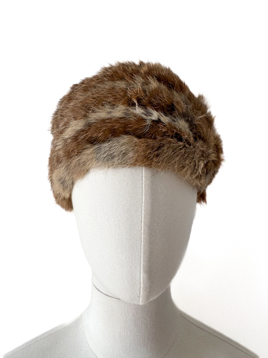 Cuello de piel de conejo Camel única