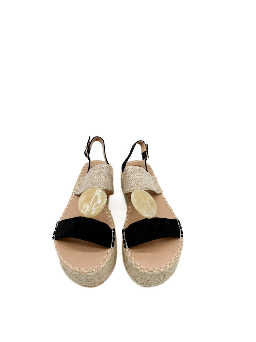 Sandalias Plataforma de Yute con Detalle Decorativo