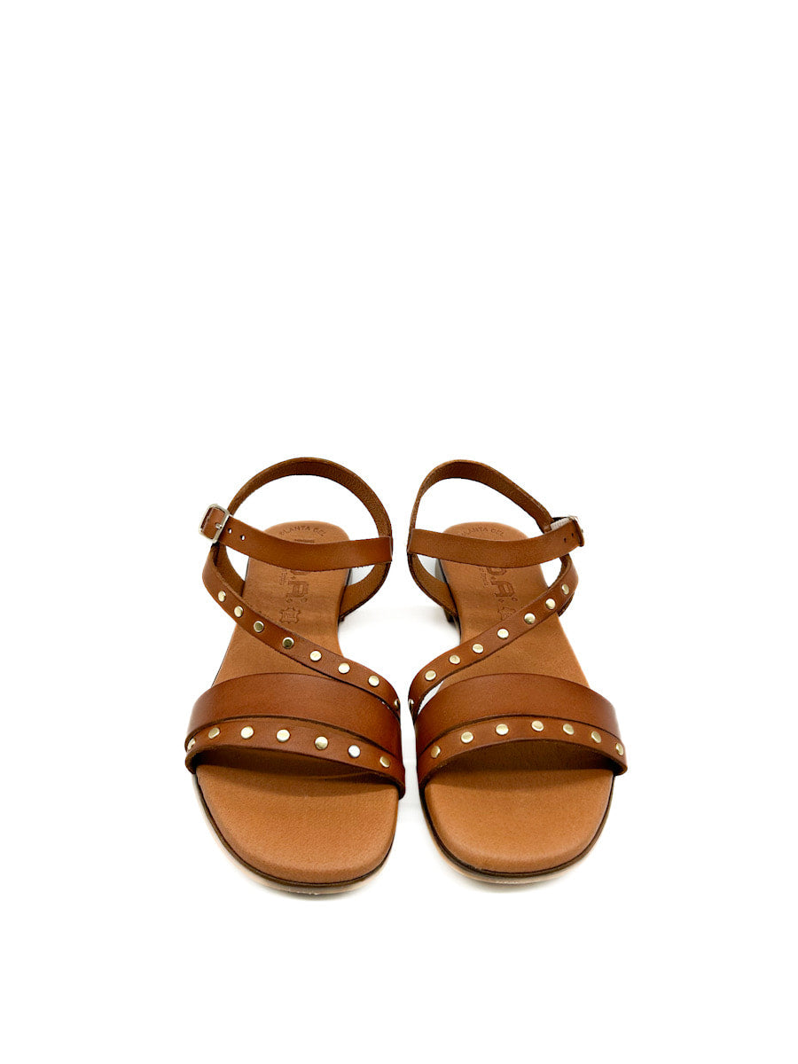 Sandalias de Piel con Tachuelas y Correa Ajustable