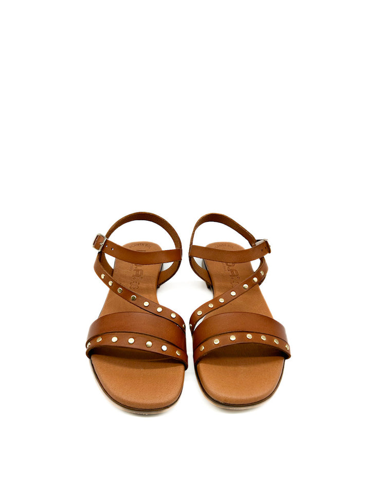 Sandalias de Piel con Tachuelas y Correa Ajustable