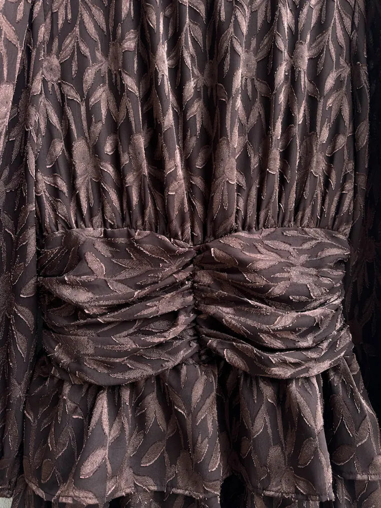 Vestidos Elegante de Manga Larga con Volantes y Estampado Floral