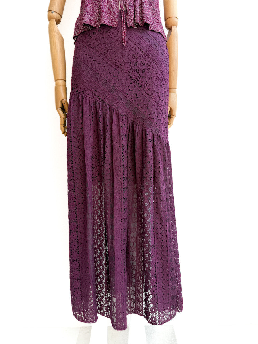 Falda larga de encaje Buerdeos única