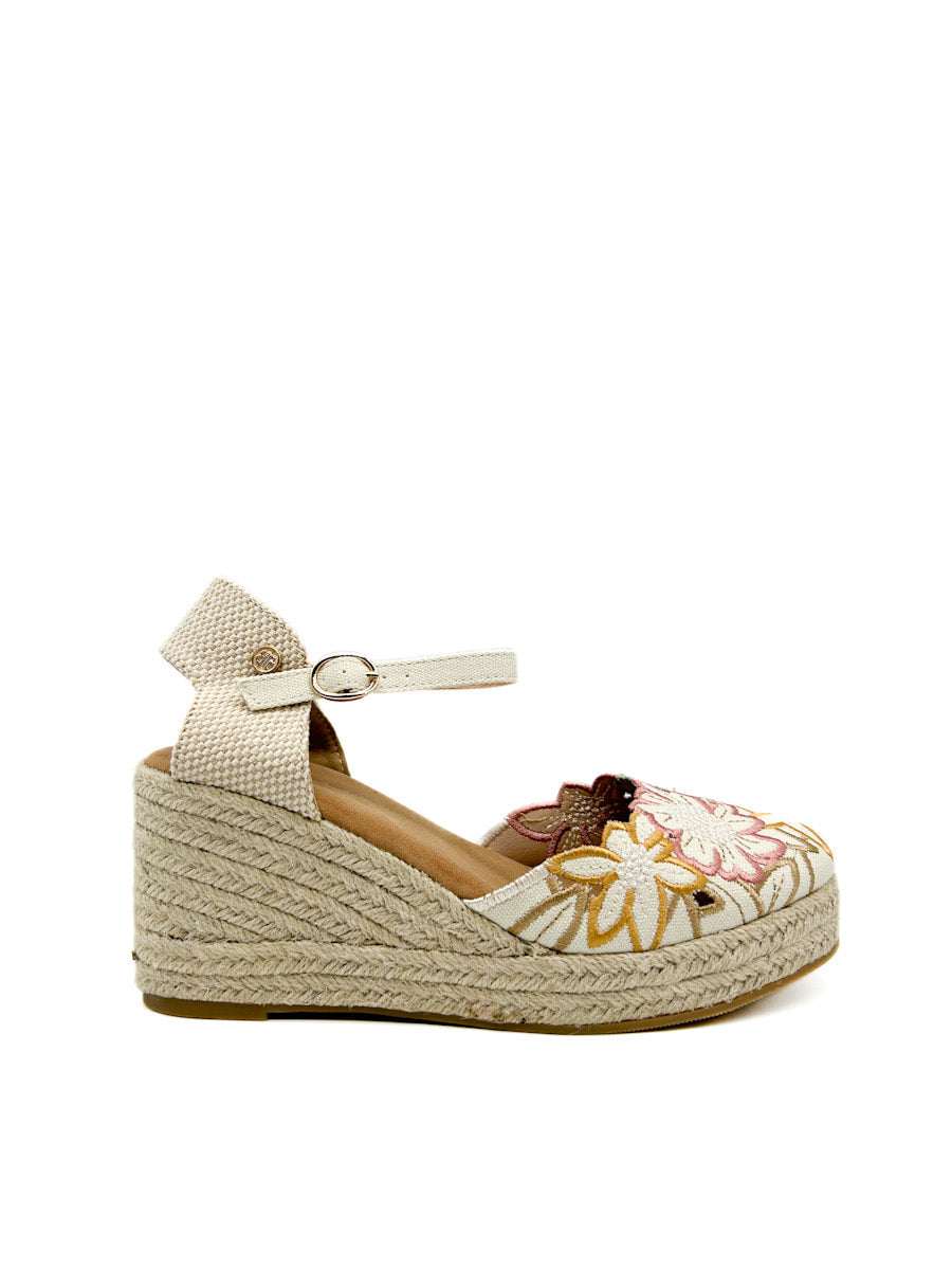 Alpargatas Cuña con Plataforma Bordado Floral