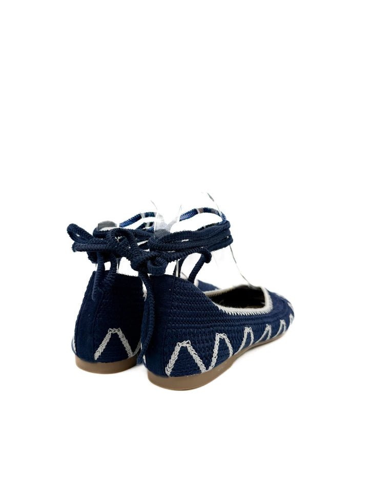 Bailarinas Artesanales de Crochet con Cintas para Tobillo y Diseño Étnico