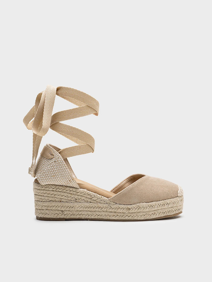 Alpargatas de Cuña Estilo Valencianas con Cierre de Cintas al Tobillo- Colección Verano