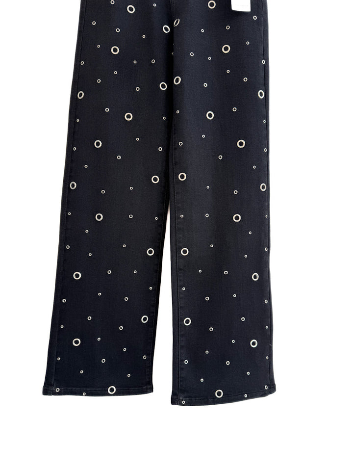 Jeans Rectos con Aros Metálicos