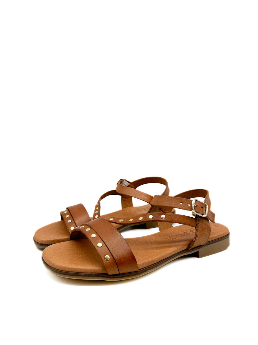 Sandalias de Piel con Tachuelas y Correa Ajustable