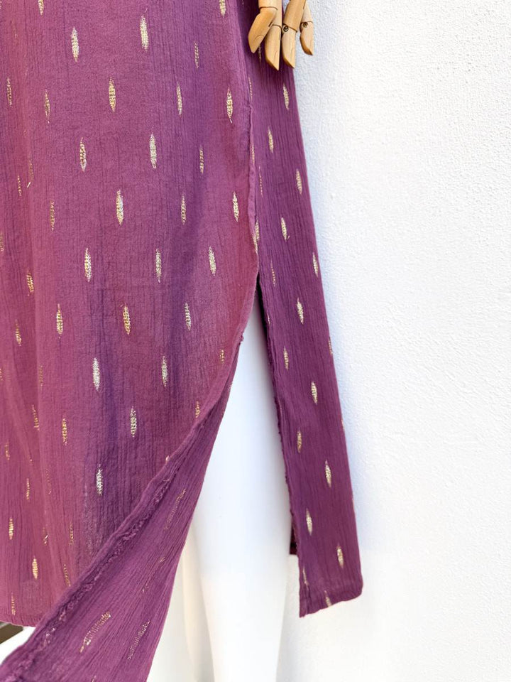 Conjunto de Blusa y Falda en Algodón Texturizado