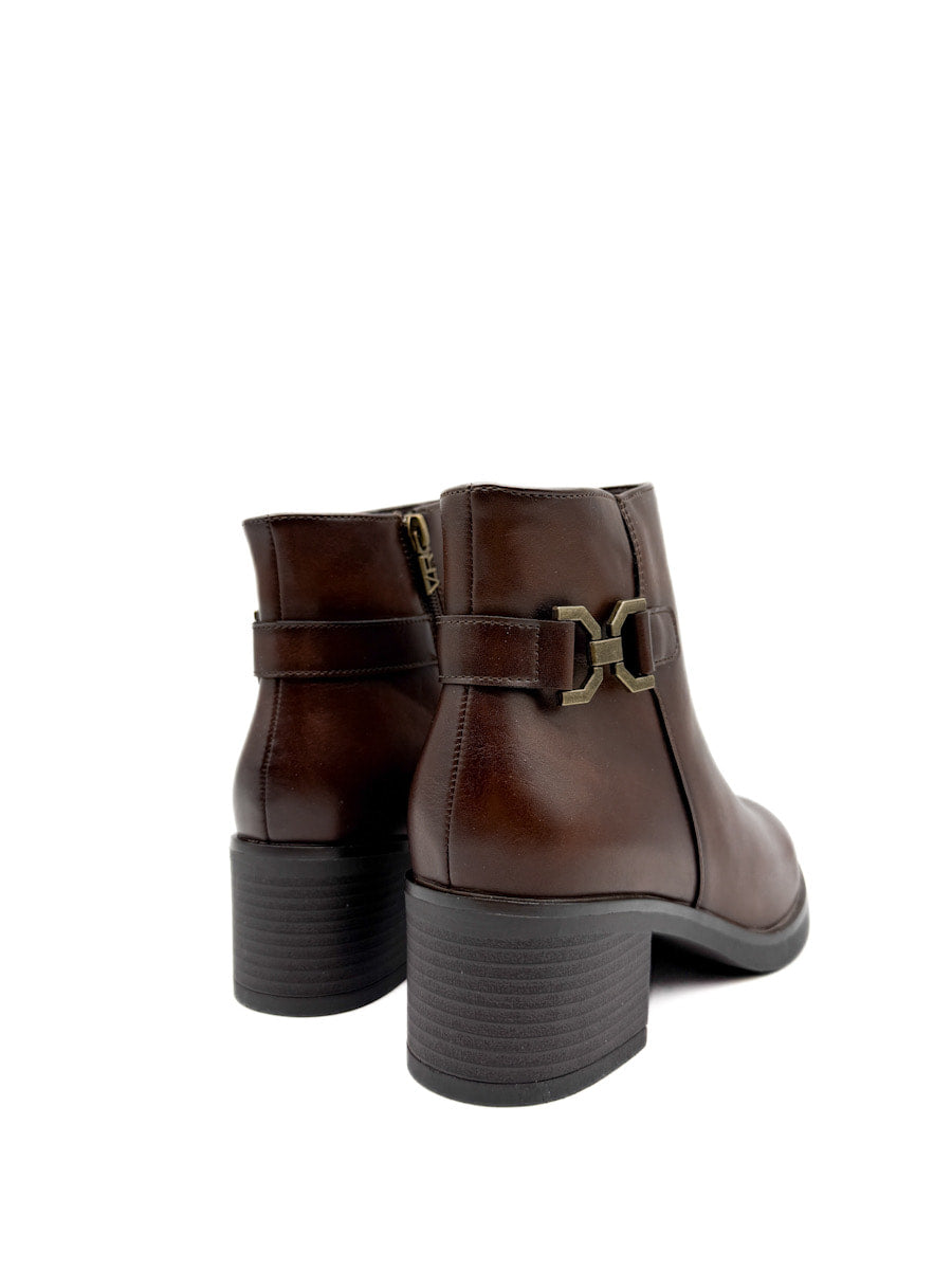 Botines con Tacón Grueso y Hebilla Decorativa