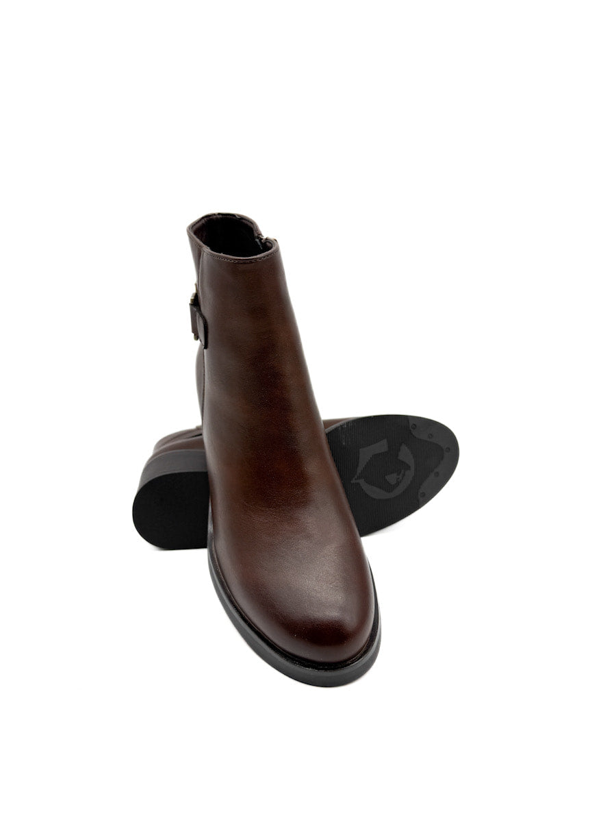 Botines con Tacón Grueso y Hebilla Decorativa