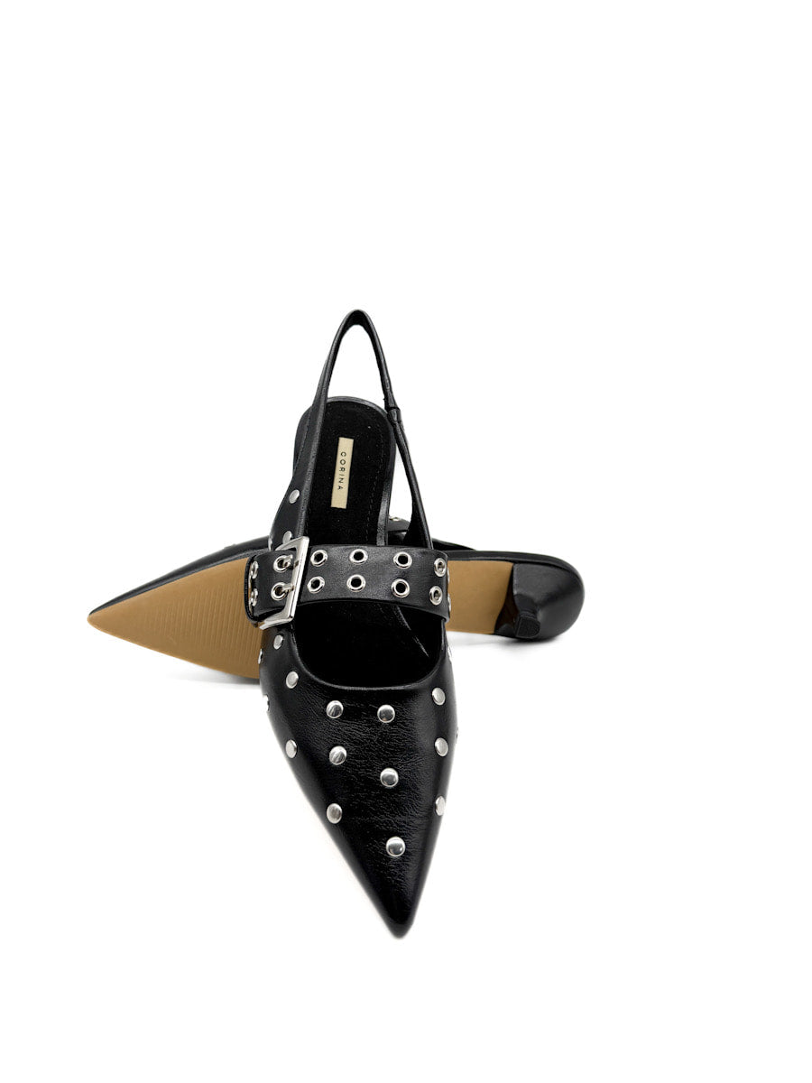 Zapatos de Tacón Bajo Estilo destalonado con Tachuelas Corina M5772