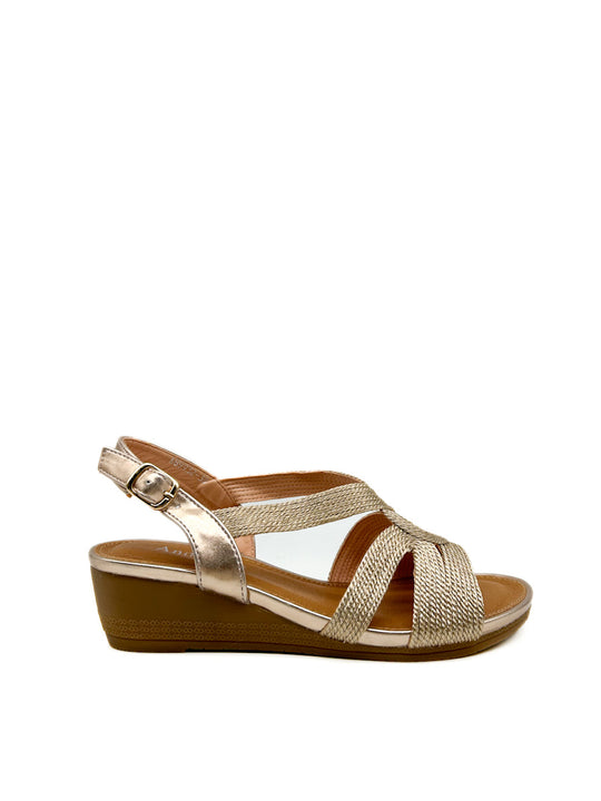 Sandalias Cuña Baja A89932 Champagne