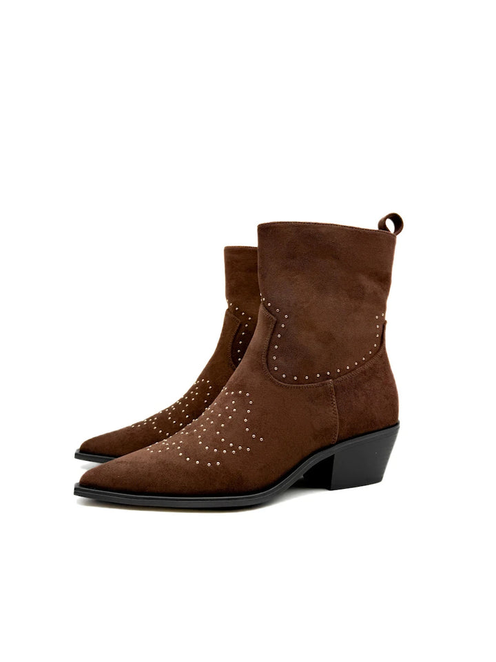 Botines Cowboy de Antelina con Tachuelas Decorativas
