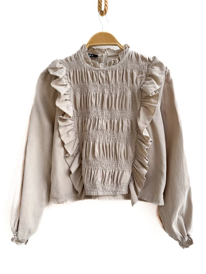 Blusa de Pana con Detalles Románticos