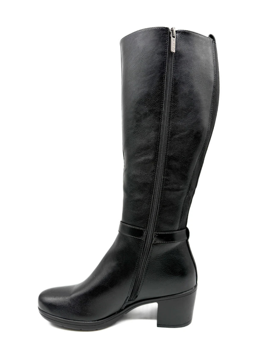 Botas Altas de Tacón Ancho con Caña Elástica y Hebilla