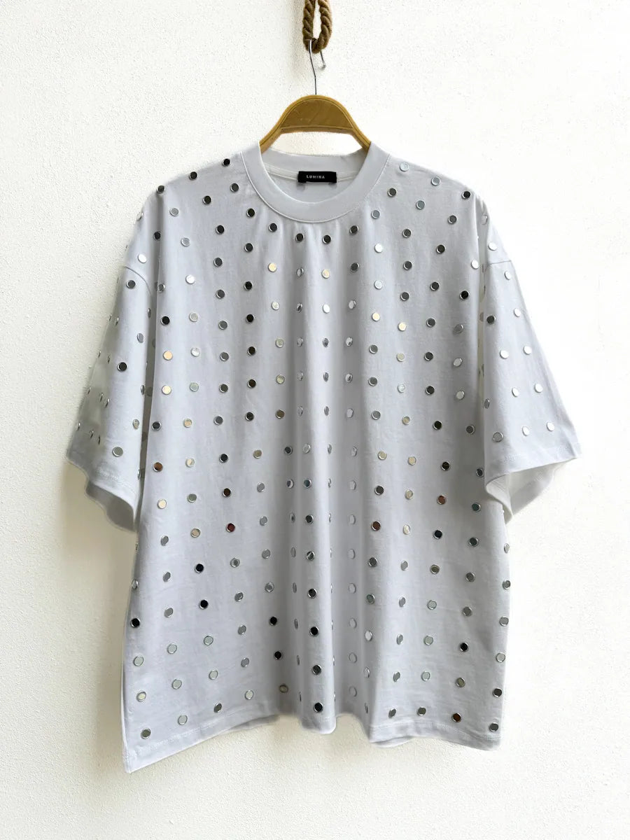 Camiseta Oversize con Apliques Metálicos